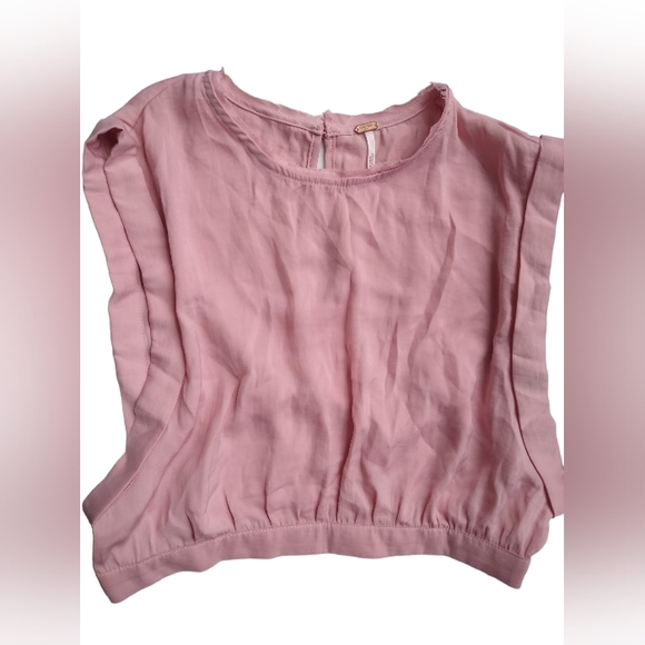 Free People Remi Cropped Satin Cap Sleeve Top in Pink Blush Size XS - Picture 4 of 9